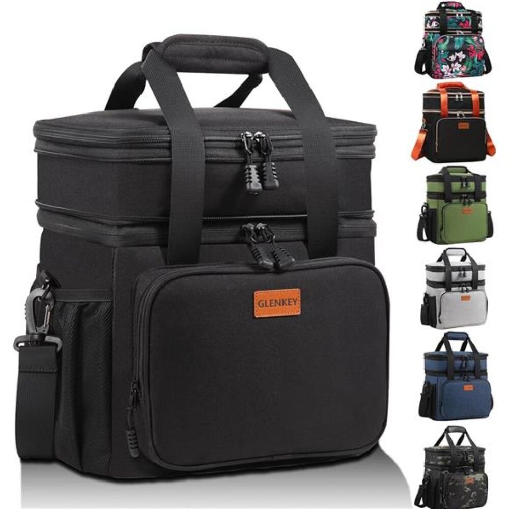 Expandable Insulated Large Lunch Box, Double Deck Heavy Duty Durable
